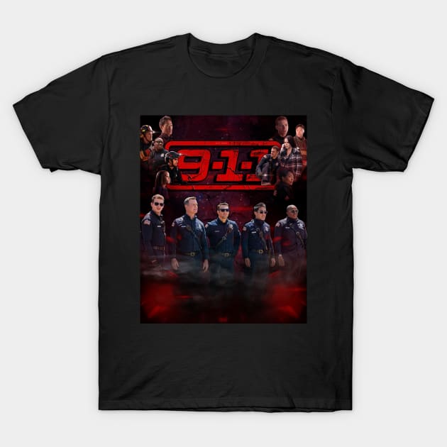 9-1-1 : Cast (Purple Red Haze) T-Shirt by vickytoriaq